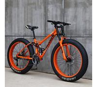 JAMCHE 26" Mountain Bikes,24 Speed Bicycle,Adult Fat Tire Mountain Trail Bike,High-carbon Steel Frame Dual Full Suspension Dual Disc Brake