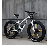 JAMCHE 26Inch Mountain Bikes, Adult Fat Tire Mountain Trail Bike, 27 Speed Bicycle, High-carbon Steel Frame Full Suspension Dual Disc Brake, 4.0 Inch Thick Wheel Mountain Snow Beach Bikes