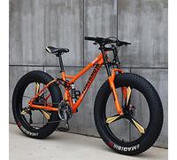 JAMCHE 26Inch Mountain Bikes, Adult Fat Tire Mountain Trail Bike, 27 Speed Bicycle, High-carbon Steel Frame Full Suspension Dual Disc Brake, 4.0 Inch Thick Wheel Mountain Snow Beach Bikes