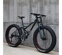 JAMCHE 26Inch Mountain Bikes, Adult Fat Tire Mountain Trail Bike, 27 Speed Bicycle, High-carbon Steel Frame Full Suspension Dual Disc Brake, 4.0 Inch Thick Wheel Mountain Snow Beach Bikes