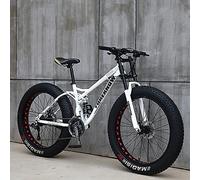 JAMCHE 26Inch Mountain Bikes, Adult Fat Tire Mountain Trail Bike, 27 Speed Bicycle, High-carbon Steel Frame Full Suspension Dual Disc Brake, 4.0 Inch Thick Wheel Mountain Snow Beach Bikes