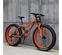 JAMCHE 26Inch Mountain Bikes, Adult Fat Tire Mountain Trail Bike, 27 Speed Bicycle, High-carbon Steel Frame Full Suspension Dual Disc Brake, 4.0 Inch Thick Wheel Mountain Snow Beach Bikes
