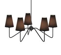 JAMCHE Chandelier 5-Arm Classic - Matt Black, Black Linen, 200W, D30/76cm