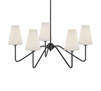 JAMCHE 5-Arm Classic Chandelier - Matt Black with White Linen, 200W, D30/76CM Black/White