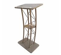 JAMCHE Curved Podium, Stand Up Church Lectern Slanted Conference Pulpit, 47-Inch Tall Truss Metal/Wood Pulpit Lectern, Podium Stand Portable for Speeches Opening Ceremonies (Color : Gold)