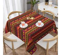 JAMCHE Mexican Folk Art Boho Print Square Tablecloth Wipeable Spillproof Wrinkle Resistant Soft Washable Polyester Table Cover For Kitchen Party Dinner Home Decor - 137x137 Cm