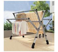 JAMCHE Stainless Steel Space-Saving Laundry Rack, Clothes Drying Rack Folding Indoor, Collapsible Portable Laundry Racks for Drying Clothes,A-2.4m