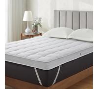 Jamdok King Size 10cm Gel Memory Foam Mattress Topper For Back Pain Relief,7.6cm Breathable Cool Gel Memory Foam and 2.4cm Removable Pillow Top Cover,Soft(150X200cm) White