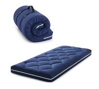 Jamdok Single Roll Up Floor Mattress,Memory Foam Folding Bed Mattress Topper,Machine Washable Cover,Sleeping Pad,Portable(190X75X10cm) Blue