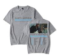 Jame Arthur The Pisces World Tour 2025 T-Shirt, Adult Short Sleeve Tees Crew Neck Casual Unisex Street Daily Wear Cool,Grey,XL