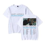 Jame Arthur The Pisces World Tour 2025 T-Shirt, Adult Short Sleeve Tees Crew Neck Casual Unisex Street Daily Wear Cool,White,XXL