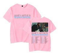 Jame Arthur The Pisces World Tour 2025 T-Shirt, Adult Short Sleeve Tees Crew Neck Casual Unisex Street Daily Wear Cool,Pink,4XL