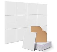 JAMELO 12 Pack Square Acoustic Panels Self-Adhesive, High Density Sound Proofing Panels for Walls, Sound Deadening Insulation Treatment Sound Absorbing for Studio, Office, Home, 30x30x0.9cm White