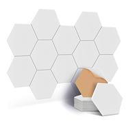 JAMELO 12 Pcs Self-Adhesive Acoustic Absorption Panels, High Density 12" X 10" X 0.4" Soundproof Acoustic Panel, Hexagon Sound Absorbing Panels for Recording Studio & Home & Offices (White)