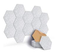 JAMELO 12 Pcs Self-Adhesive Acoustic Absorption Panels, High Density 12" X 10" X 0.4" Soundproof Acoustic Panel, Hexagon Sound Absorbing Panels for Recording Studio & Home & Offices (Grey)
