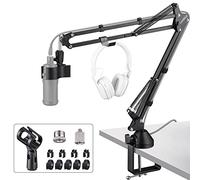 JAMELO Microphone Boom Arm Stand, Heavy Duty Adjustable Mic Arm with 360° Rotation, 2 Screw Adapters, Upgraded Clamp - Compatible with Blue Yeti, Snowball, HyperX QuadCast, Elgato & More (KH-35)