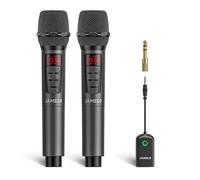 JAMELO Wireless Dynamic Microphone, 2.4G Cordless Handheld Microphone, Karaoke Singing Mic with Reverb Equaliser BGM Control, 6.35mm&3.5mm Jack for Church KTV Wedding Speech Meeting DJ, 100 ft/30m,8H