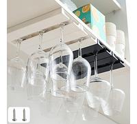 JAMEND CLXP 2 PCS Plastic Wine Glass Rack, Under Cabinet Punch-free Wine Glass Holder, Glasses Storage Hanger Bar Kitchen Wine Glasses Organizer. (White)