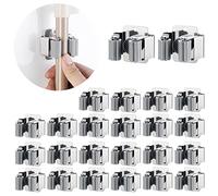 JAMEND CLXP 24 PCS Broom and Mop Holder, Heavy Duty Garden Tool Organizer Rack Rake and Shovel Handle, Stainless Steel Mop Hanger. Wall Mounted Utility Rack with Screws, Silver.