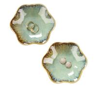 JAMEND CLXP 2PCS Ring Holder Dish, Small Key Bowl, Ceramic Trinket Tray Jewelry Dish Organizing Necklace Earrings for Mom Friend Sister, All Jewelries Are NOT Included. Crystal Green.