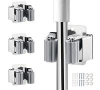 JAMEND CLXP New 3PCS Broom and Mop Holder, Heavy Duty Garden Tool Organizer Rack Rake and Shovel Handle, Stainless Steel Mop Hanger. Wall Mounted with Screws.…