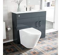 James 1000mm Freestanding Grey Slimline Vanity Basin WC Unit BTW Rimless Toilet