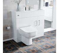 James 1000mm White Slimline MDF Vanity Basin WC Unit BTW Rimless Toilet