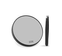 JAMES 10X Magnifying Mirror With Tweezer & 2 Suction Cups, Magnifier Mirror for Makeup, Bathroom Saving, Eyebrows Tweezing | Small Magnifying Mirror | Travel Mirror | Hand Mirror | Mini Mirror (10X)