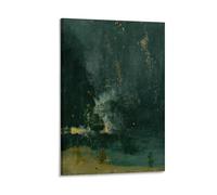 James Abbott McNeill Whistler Nocturne in Black And Gold, The Falling Rocket Poster Wall Art Poster Scroll Canvas Painting Picture Living Room Decor Home 16x24inch(40x60cm)