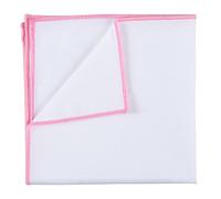 James Alexander Apparel JA White Cotton Trim Elegant Classic Pocket Square - Baby Pink