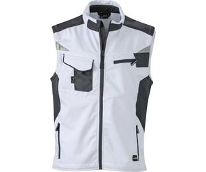 James and Nicholson Men's Craftsmen Strong Softshell Gilet in White | Size: 5XL James and Nicholson White 5XL
