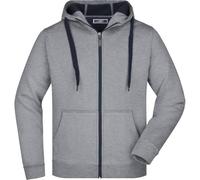 James and Nicholson Men's Doubleface Full Zip Jacket in Light Grey | Size: Medium James and Nicholson Light Grey M