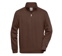 James and Nicholson Men's Workwear Quarter Zip Sweatshirt in Brown | Size: 6XL James and Nicholson Brown 6XL