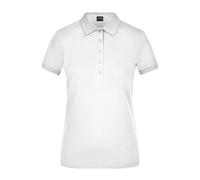 James and Nicholson Women's Pique Elasticated Polo Shirt in White | Size: 2XL James and Nicholson White 2XL