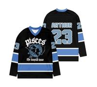 James-Arthur Jersey James Merch Arthur Unisex Long Sleeve V-Neck Sports 33 Hockey Jersey for Fans Navy XL