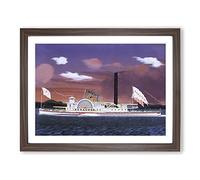 James Bard The Steamship Syracuse Classic Painting Framed Wall Art Print, Ready to Hang Picture for Living Room Bedroom Home Office Décor, Walnut A3 (46 x 34 cm)