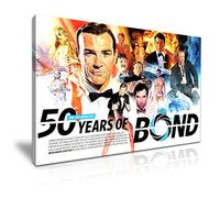 James Bond 007 Movie 50 Years Canvas Wall Art Picture Print 76x50cm