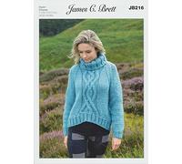 James Brett Amazon Super Chunky Knitting Pattern Ladies Roll Neck Sweater