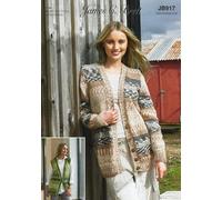 James Brett Aran Knitting Pattern Ladies Fairisle Cardigan & Waistcoat (JB917)