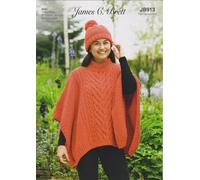 James Brett Aran Knitting Pattern Ladies Poncho & Hat with Cable Detail (JB913)