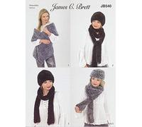 James Brett Chinchilla Knitting Pattern Womens Accessories Wrap Hats & Scarves (JB540)