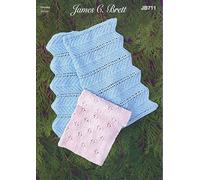 James Brett Chunky Knitting Pattern for Baby Chevron or Flower Lace Blanket (JB711)