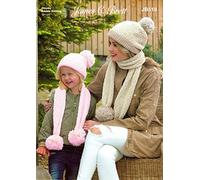 James Brett Double & Chunky Knitting Pattern Ladies or Girls Hat & Scarf Set (JB519)