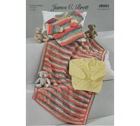 James Brett Double Knit DK Knitting Pattern Baby Sweaters & Blanket (JB883)