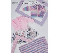 James Brett Double Knit Knitting Pattern Baby Lace Detail Cardigan & Blanket (JB681)