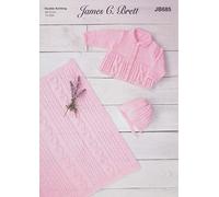 James Brett Double Knit Knitting Pattern Baby Matinee Coat Bonnet & Blanket (JB685)