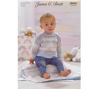 James Brett Double Knit Knitting Pattern Baby Rib Detail Sweater Blanket & Hat (JB803)
