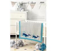James Brett Double Knit Pattern Kids Baby Whale Theme Blanket JB909