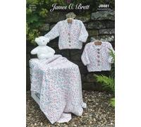James Brett Flutterby Baby Knitting Pattern Cardigans & Blanket (JB881)
