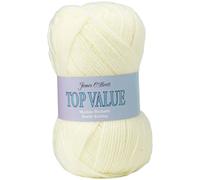 James Brett Top Value DK Double Knitting Wool 100% Acrylic Yarn 5 x 100g Ball (Cream - 844)